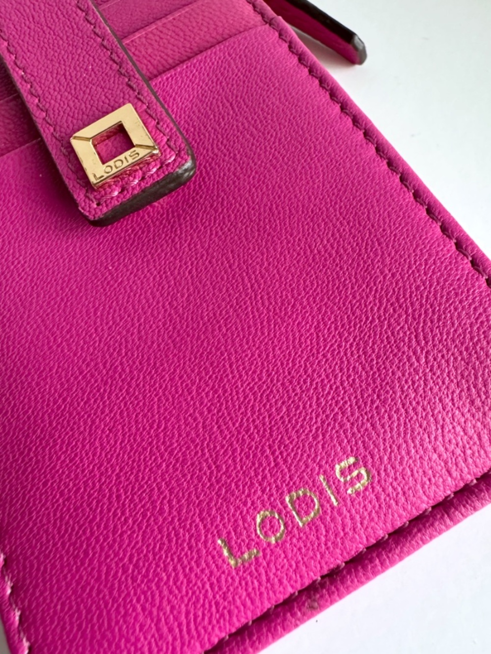 Lodis Julia Short Stacker Leather Card Case with Zipper in Hot Pink - Picture 2 of 9
